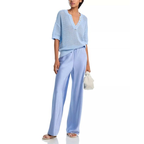 NEW Varley Callie Cotton Knit Top Light Blue Women's Large NWT Minimalist Chic - Picture 4 of 4